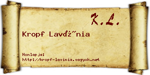 Kropf Lavínia névjegykártya